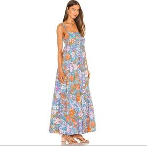 Free People Blue and Purple Tiered Maxi Sundress